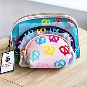 Clementine and Jane “PRETZEL” 3- piece cosmetic bag set NWT